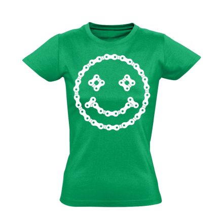 Lánc "mosoly" kerékpáros női póló (zöld)