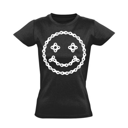 Lánc "mosoly" kerékpáros női póló (fekete)