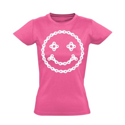 Lánc "mosoly" kerékpáros női póló (rózsaszín)