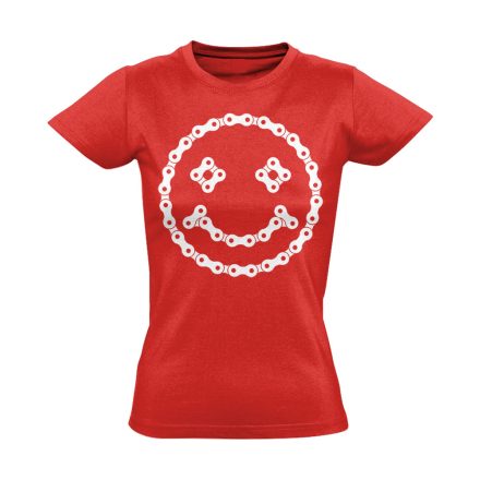 Lánc "mosoly" kerékpáros női póló (piros)