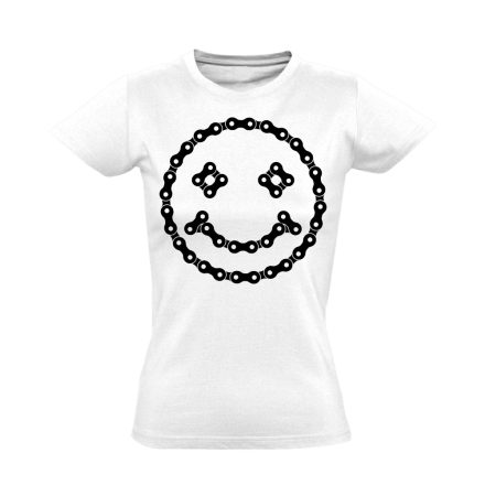 Lánc "mosoly" kerékpáros női póló (fehér)