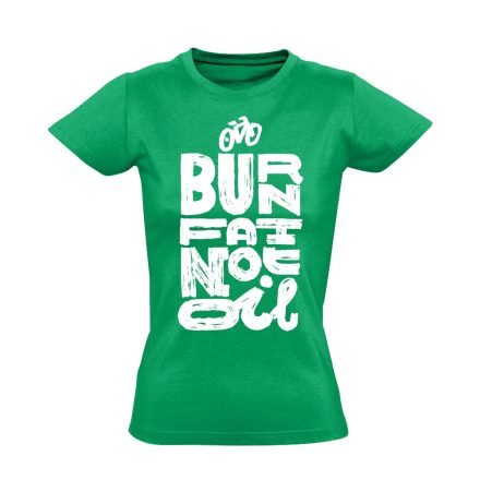 Felirat "zsírégetés" kerékpáros női póló (zöld)