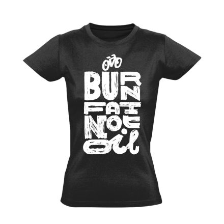 Felirat "zsírégetés" kerékpáros női póló (fekete)