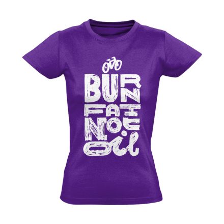 Felirat "zsírégetés" kerékpáros női póló (lila)