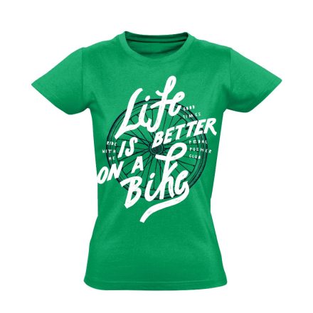 Felirat "betterlife" kerékpáros női póló (zöld)
