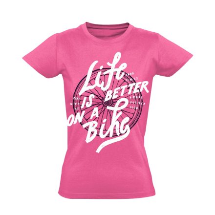 Felirat "betterlife" kerékpáros női póló (rózsaszín)