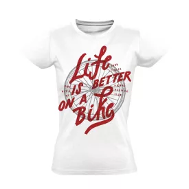   Felirat "betterlife" kerékpáros női póló (fehér)