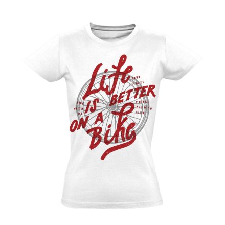 Felirat "betterlife" kerékpáros női póló (fehér)