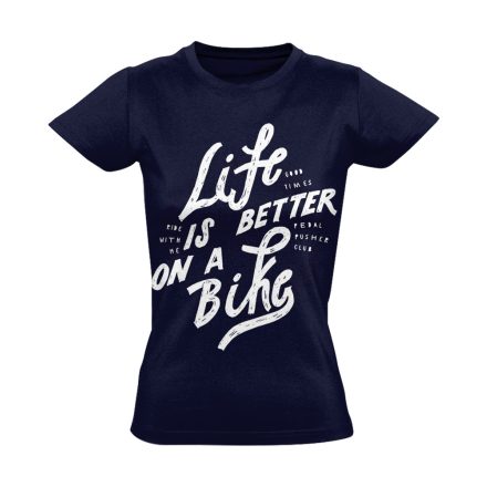 Felirat "betterlife" kerékpáros női póló (tengerészkék)