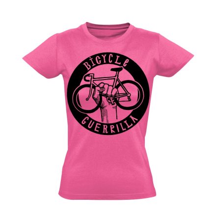 Felirat "gerilla" kerékpáros női póló (rózsaszín)