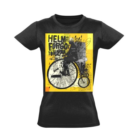 Felirat "firka" kerékpáros női póló (fekete)