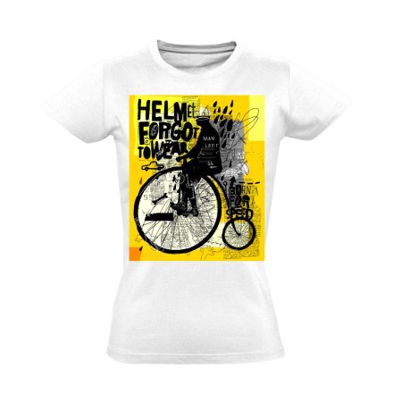 Felirat "firka" kerékpáros női póló (fehér)