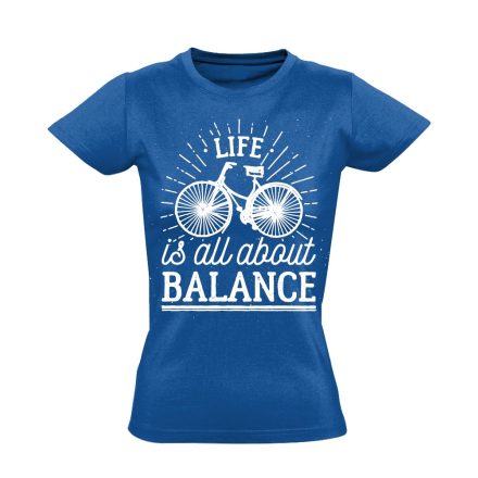 Felirat "balansz" kerékpáros női póló (kék)