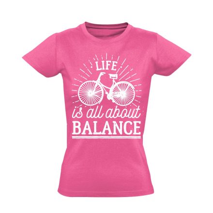 Felirat "balansz" kerékpáros női póló (rózsaszín)
