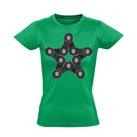 Lánc "csillag" kerékpáros női póló (zöld)