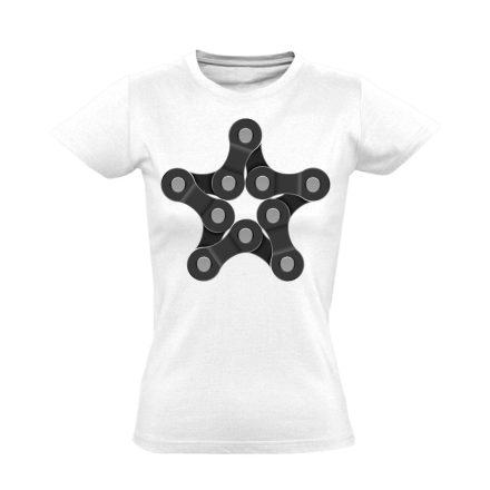 Lánc "csillag" kerékpáros női póló (fehér)