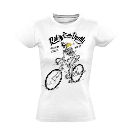 Frappáns "csontváz" kerékpáros női póló (fehér)