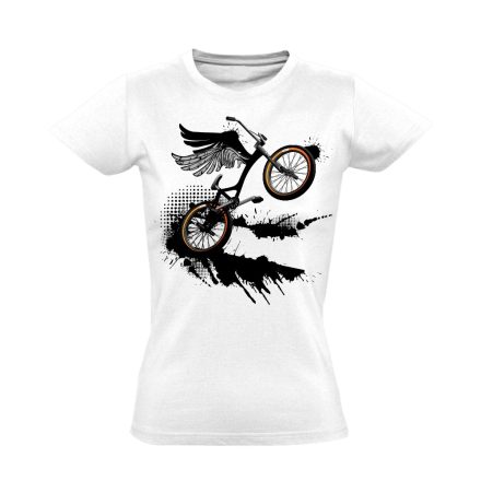Frappáns "BMX" kerékpáros női póló (fehér)