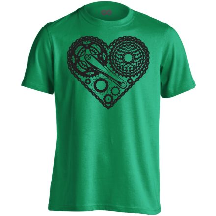 Lánc "szív" kerékpáros férfi póló (zöld)