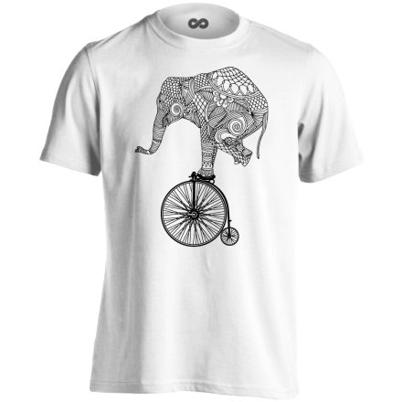 Frappáns "elefánt" kerékpáros férfi póló (fehér)