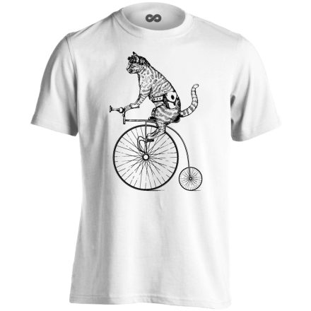Frappáns "cicapéd" kerékpáros férfi póló (fehér)