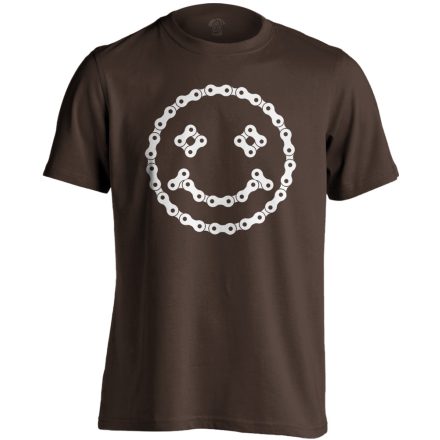 Lánc "mosoly" kerékpáros férfi póló (csokoládébarna)