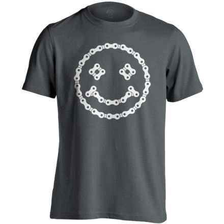 Lánc "mosoly" kerékpáros férfi póló (szénszürke)
