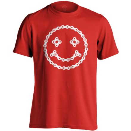Lánc "mosoly" kerékpáros férfi póló (piros)
