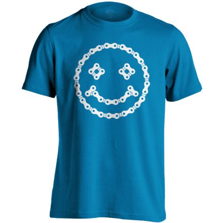 Lánc "mosoly" kerékpáros férfi póló (zafírkék)