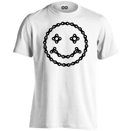 Lánc "mosoly" kerékpáros férfi póló (fehér)