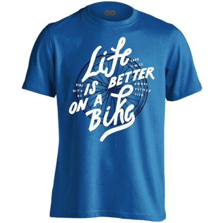 Felirat "betterlife" kerékpáros férfi póló (kék)
