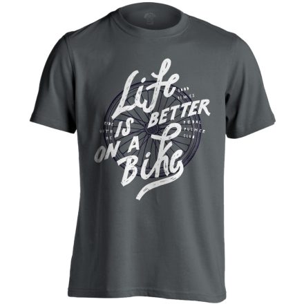 Felirat "betterlife" kerékpáros férfi póló (szénszürke)