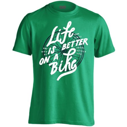 Felirat "betterlife" kerékpáros férfi póló (zöld)