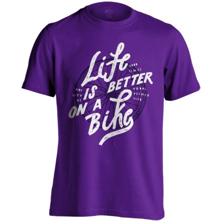 Felirat "betterlife" kerékpáros férfi póló (lila)