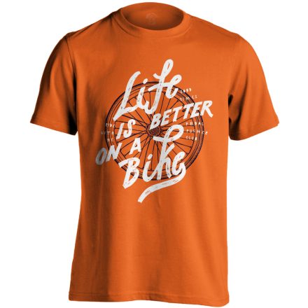 Felirat "betterlife" kerékpáros férfi póló (narancssárga)