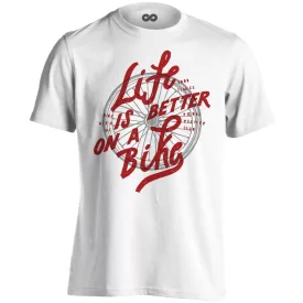   Felirat "betterlife" kerékpáros férfi póló (fehér)