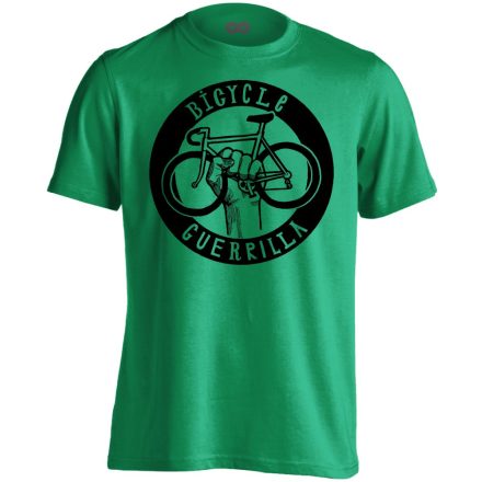 Felirat "gerilla" kerékpáros férfi póló (zöld)