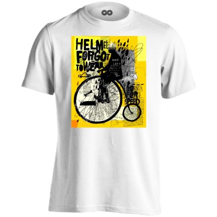 Felirat "firka" kerékpáros férfi póló (fehér)
