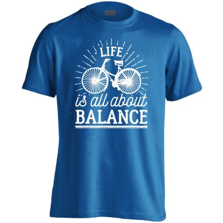 Felirat "balansz" kerékpáros férfi póló (kék)