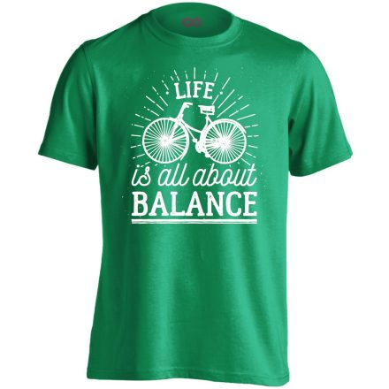 Felirat "balansz" kerékpáros férfi póló (zöld)