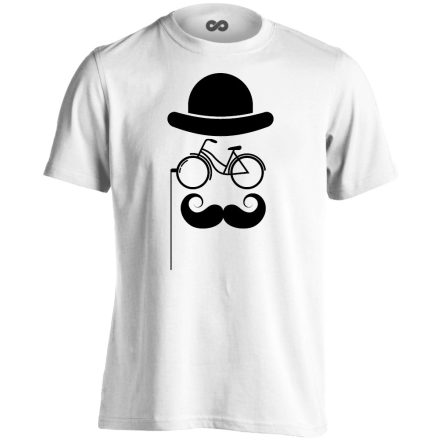 Frappáns "bajusz" kerékpáros férfi póló (fehér)