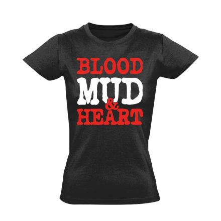 Blood, Mud & Heart obstacle run női póló (fekete)