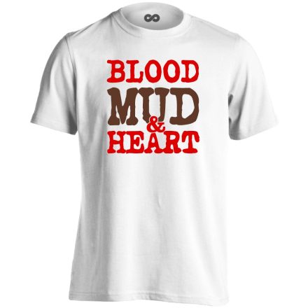 Blood, Mud & Heart obstacle run férfi póló (fehér)