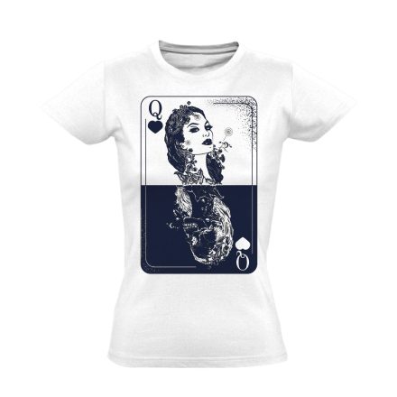Kártya "queen" pókeres női póló (fehér)