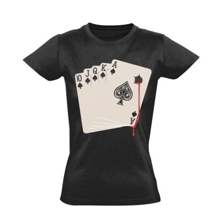 Kártya "átlőtt" pókeres női póló (fekete)