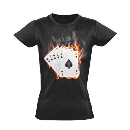 Kártya "láng" pókeres női póló (fekete)