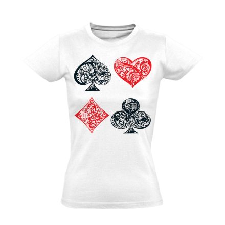 Színek "légies" pókeres női póló (fehér)