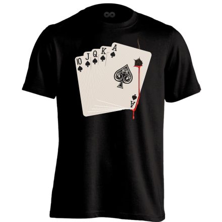 Kártya "átlőtt" pókeres férfi póló (fekete)