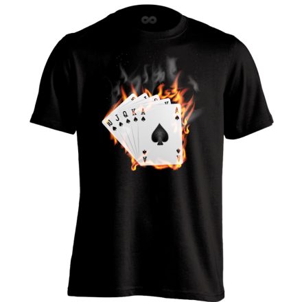 Kártya "láng" pókeres férfi póló (fekete)