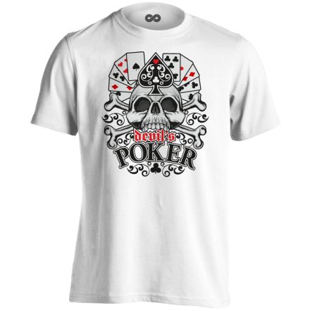 Koponyás "devil" pókeres férfi póló (fehér)